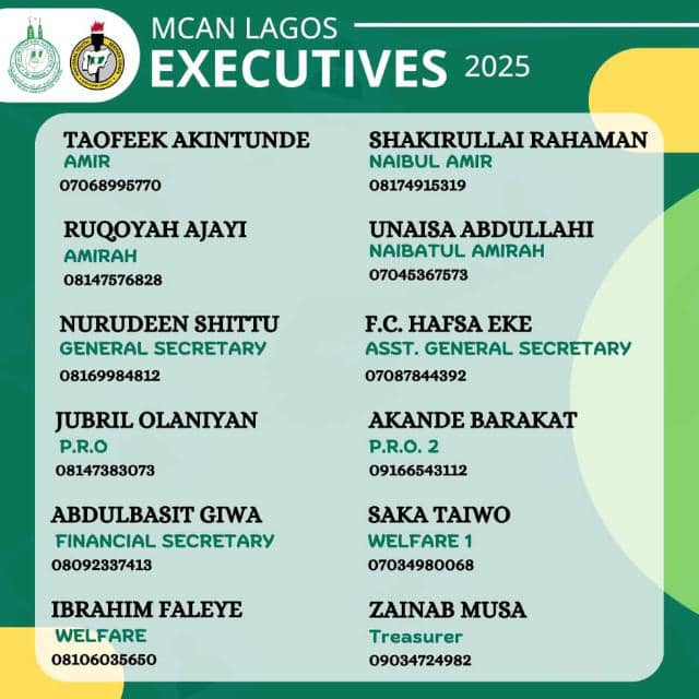 MCAN Lagos Executive List